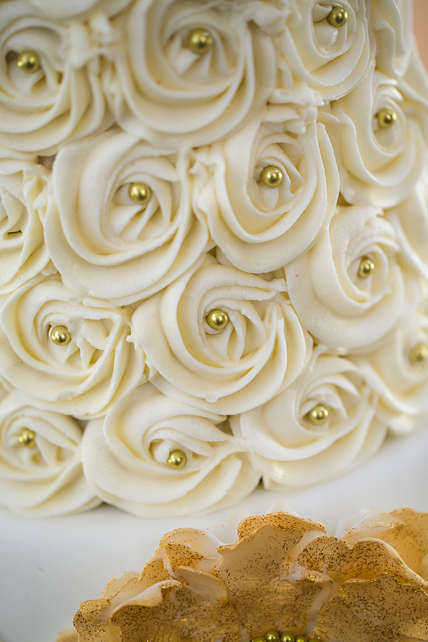 Gold and Ivory Rosette Cake