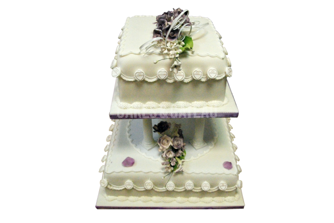 Two Tier Wedding Cake with Columns