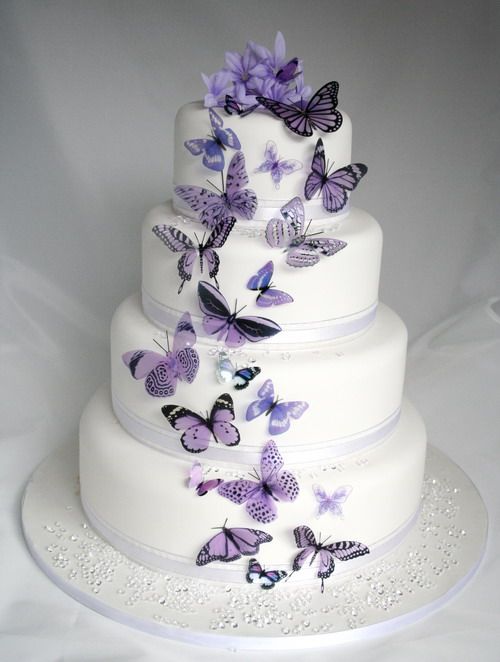 12 Purple Butterfly Theme Wedding Cakes Photo Wedding Cake With