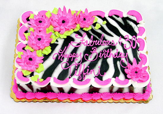 Zebra Print Birthday Sheet Cake