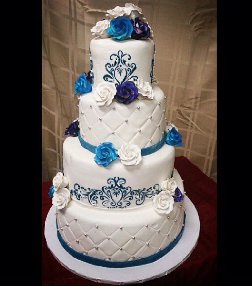 4 Tier Wedding Cakes Royal Blue