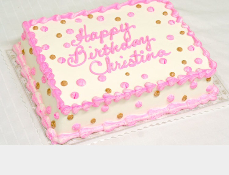 Pink and White Birthday Sheet Cake