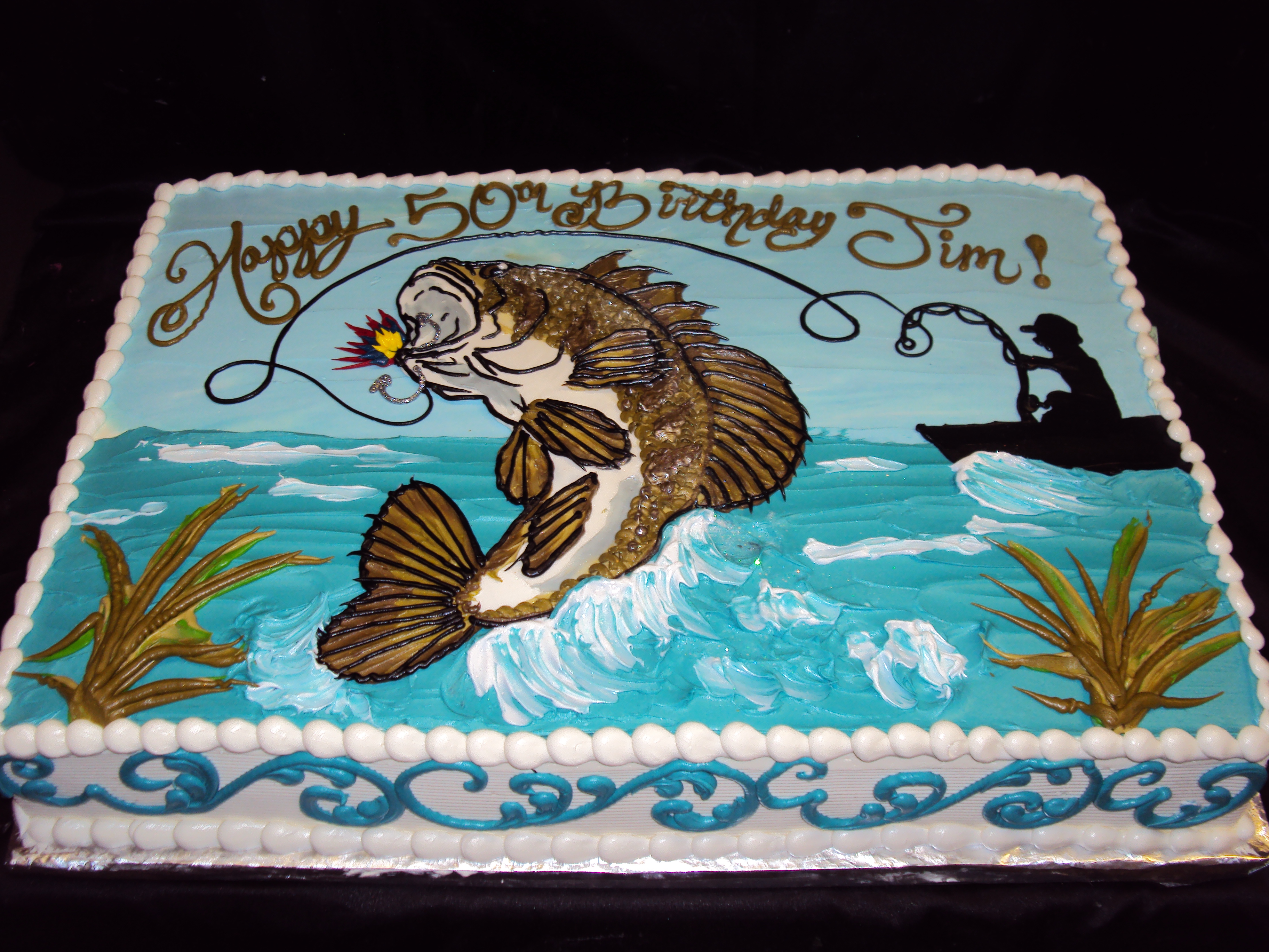 Bass Fishing Birthday Cake