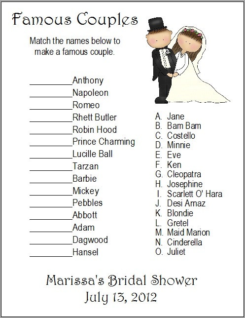 Printable Games For Couples Fun Clean Christian Games To Play With   Famous Couples Bridal Shower Game Printable 145448 