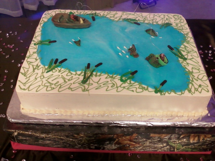 Hunting Fishing Themed Sheet Cake