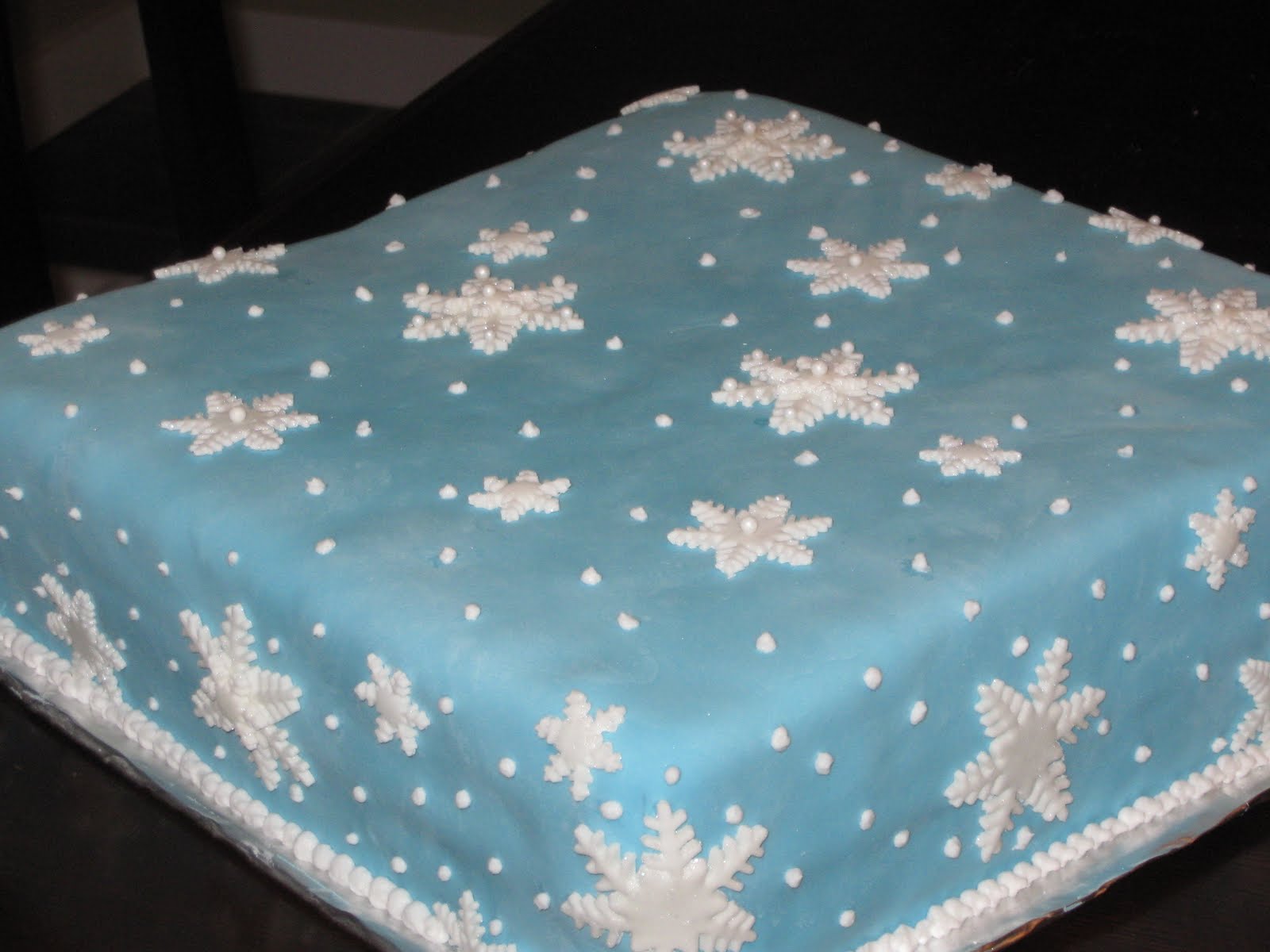 Blue Snowflake Sheet Cake