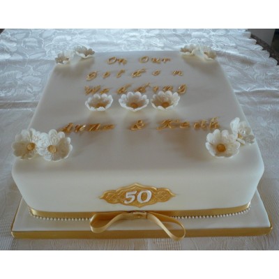 Golden Wedding Anniversary Cake