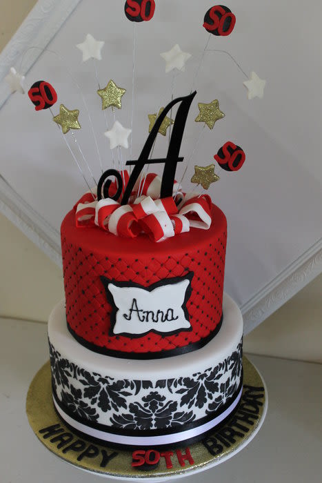 Red White and Black Birthday Cake