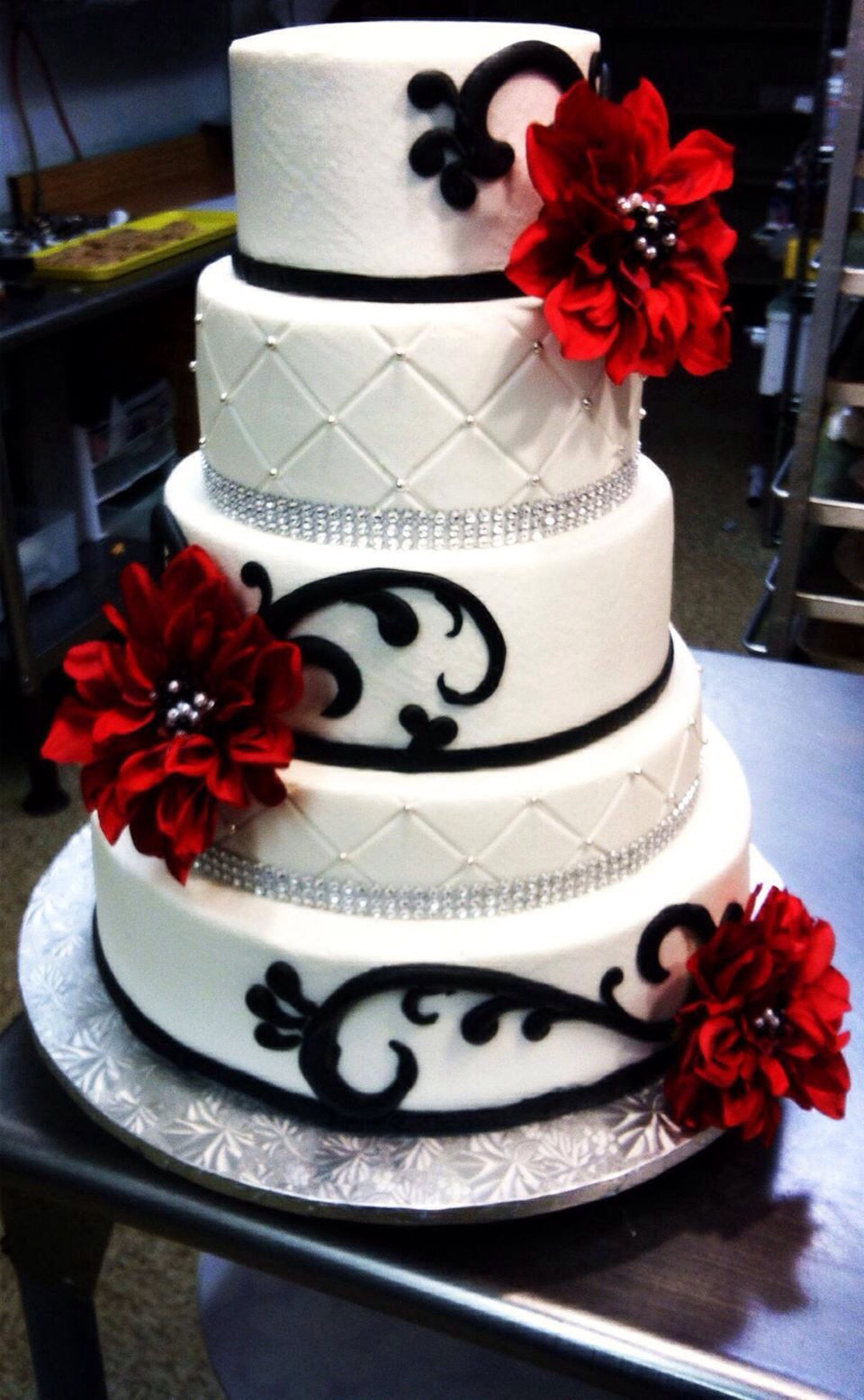 Red White and Black Wedding Cake