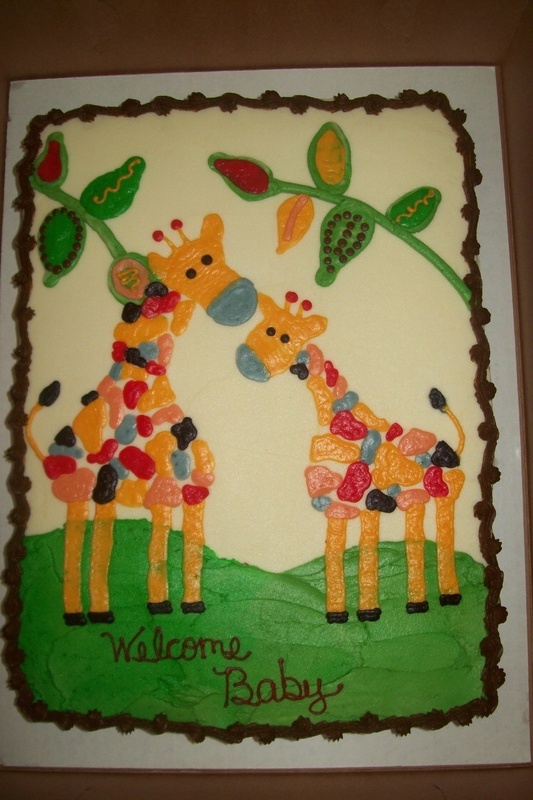 Giraffe Baby Shower Sheet Cake