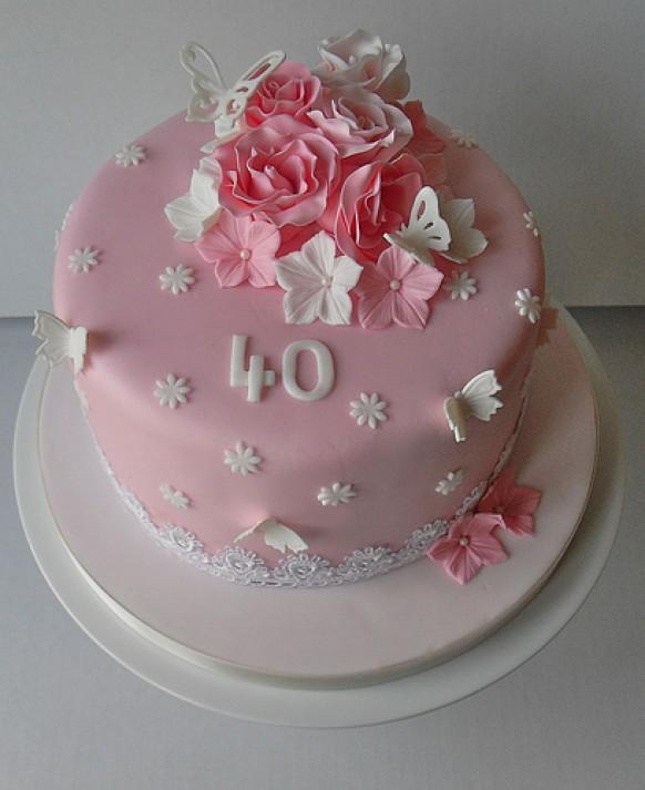 40th Pink Birthday Cake