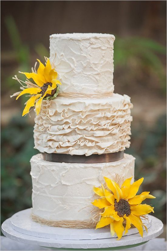 Wedding Cake with Sunflowers