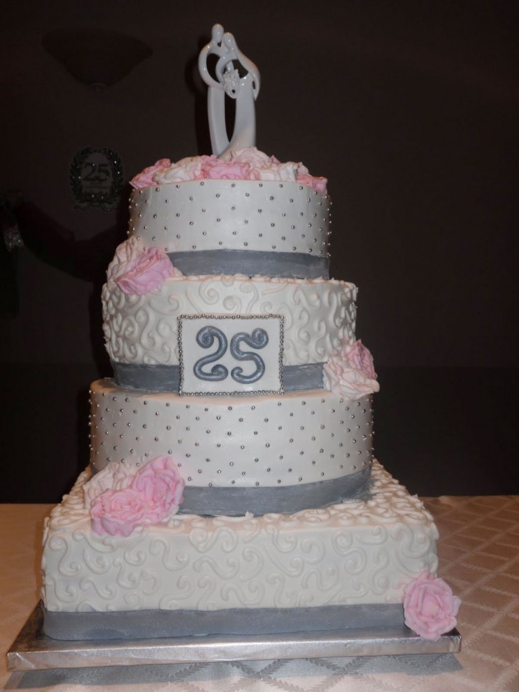 Silver Wedding Anniversary Cake