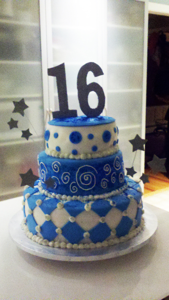 Blue Sweet 16 Birthday Cakes