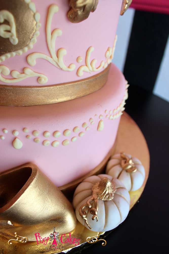 Gold and Pink Baby Shower Cake