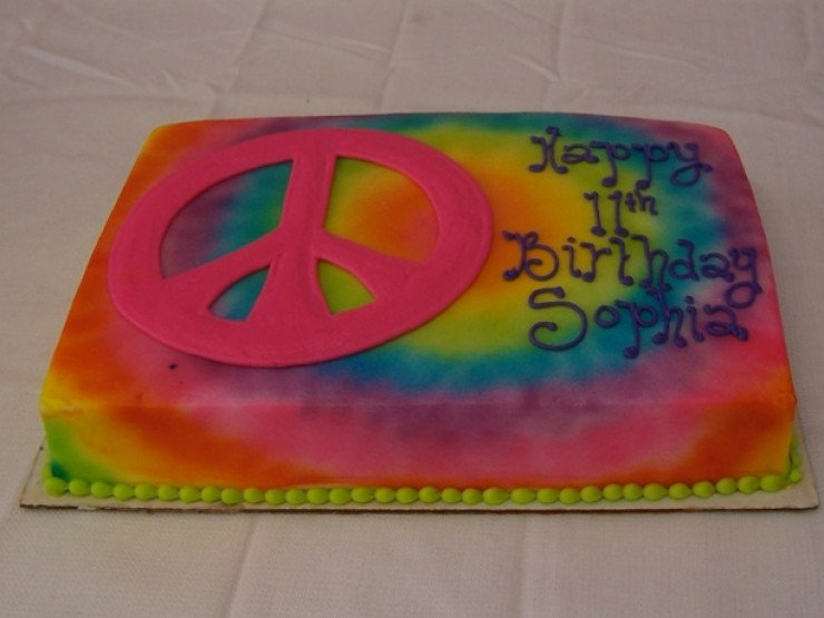 Peace Sign Sheet Cake