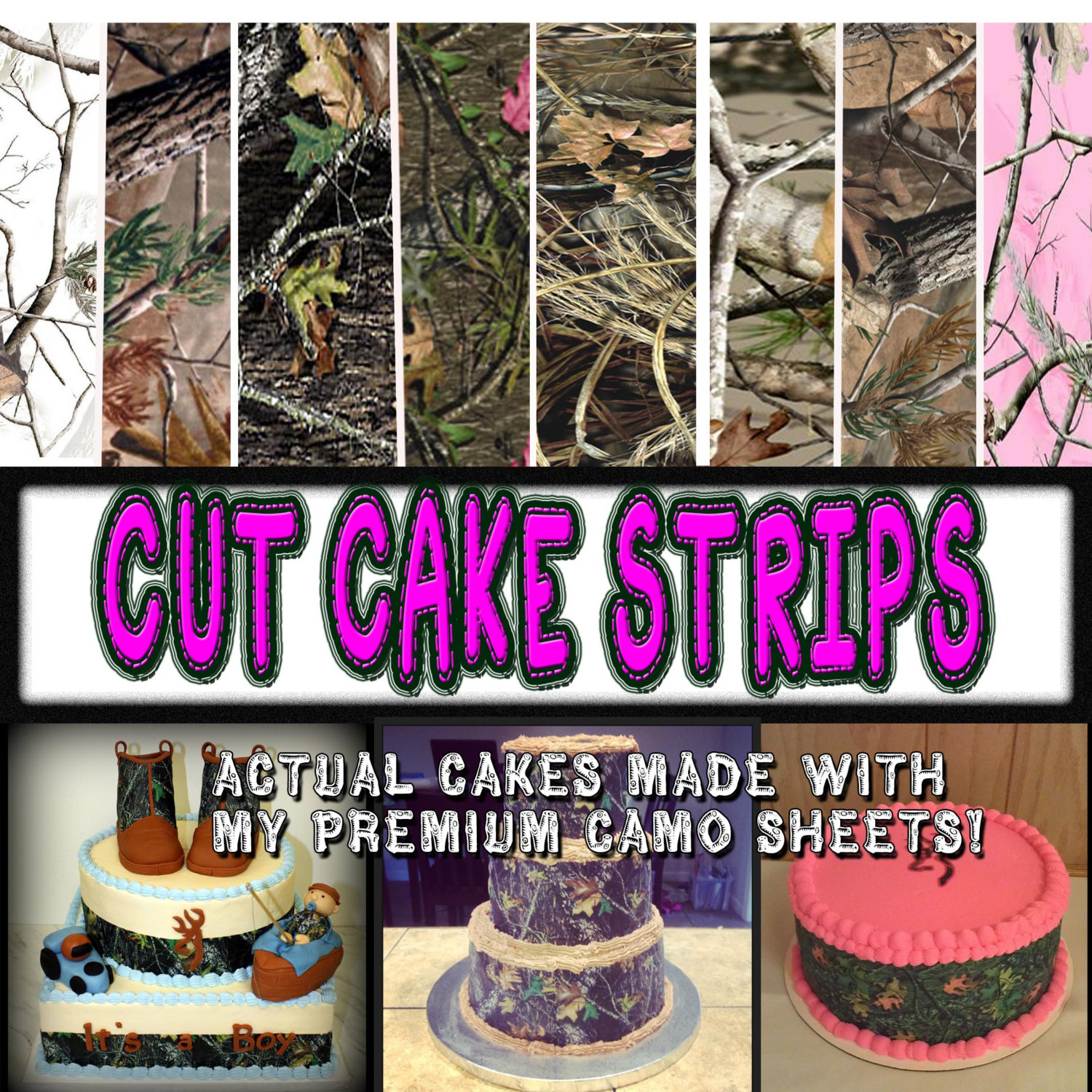 Pink Camouflage Sugar Sheets for Cakes