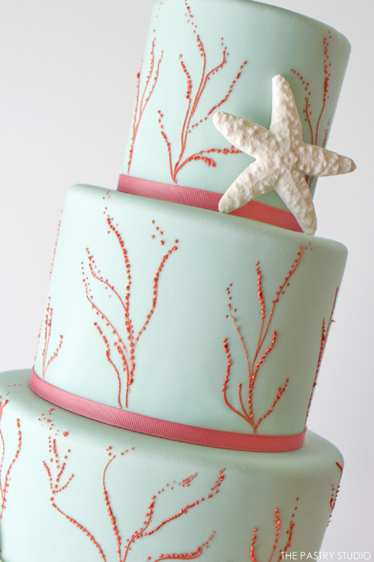 9 White Coral Beach Wedding Cakes Photo Coral Wedding Cake With