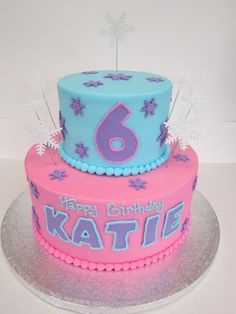 Cake Birthday Blue Tiered