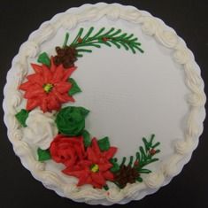 Christmas Cake with Poinsettia