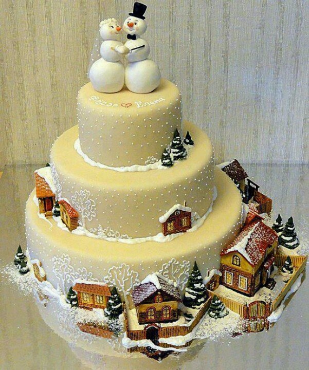 Christmas Theme Wedding Cake