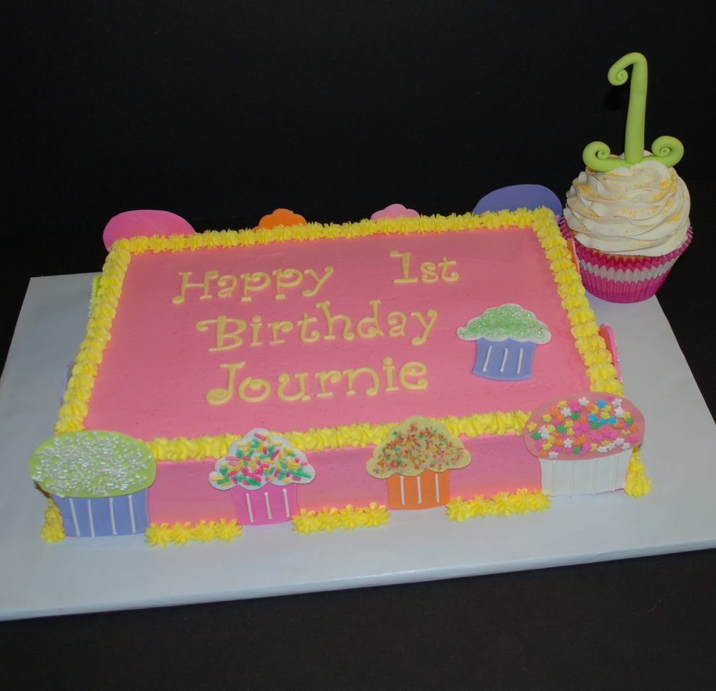 Cupcake Theme Birthday Sheet Cake