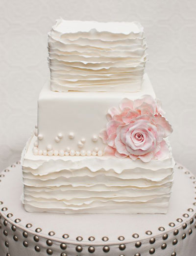 Square Wedding Ruffle Cake