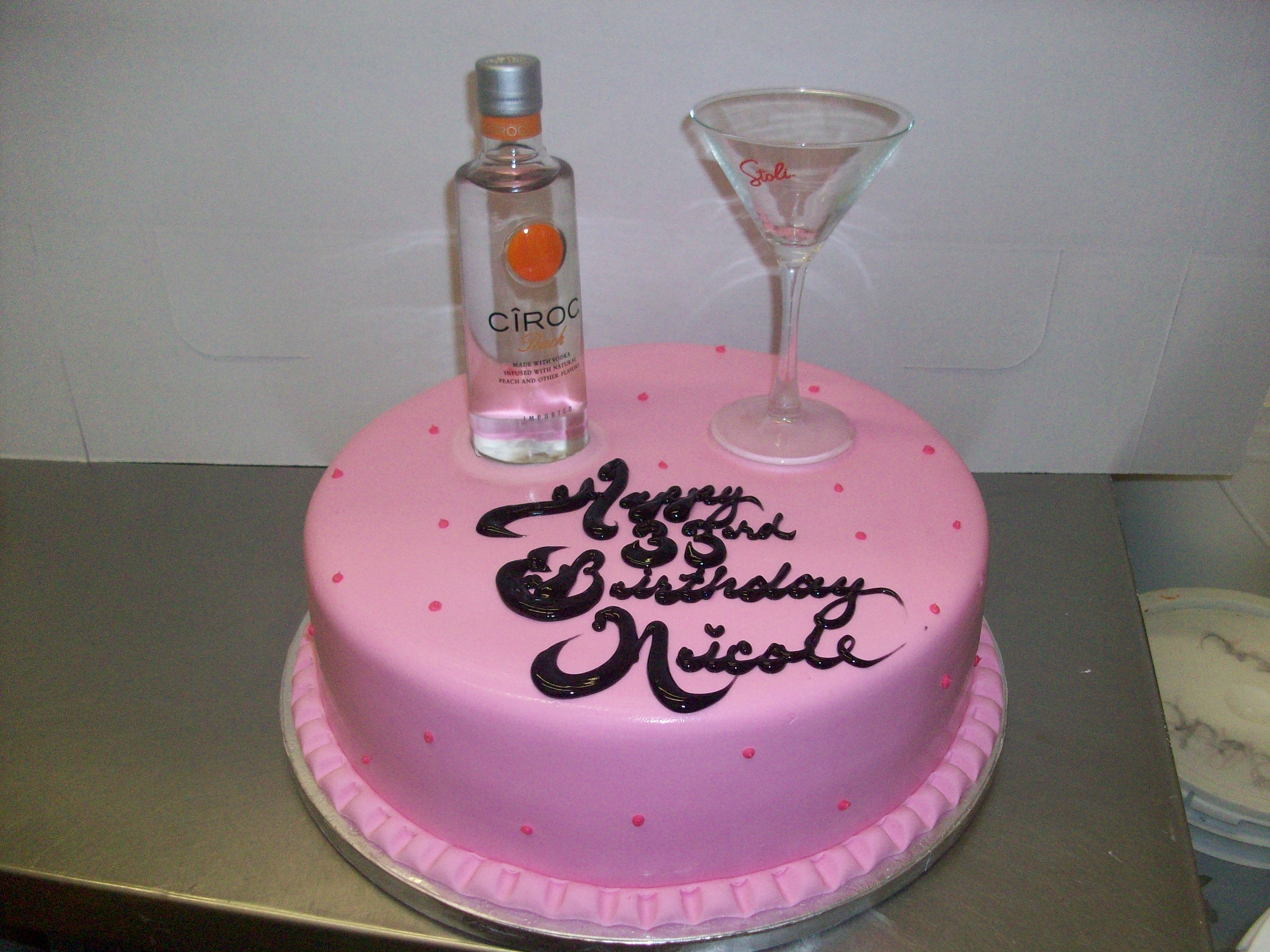 Birthday Cake with Ciroc Bottle