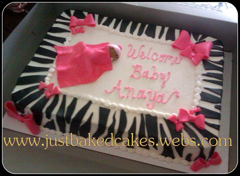 Pink Zebra Baby Shower Sheet Cake