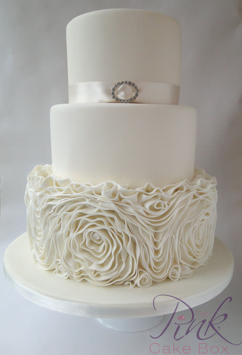 Champagne Ruffle Wedding Cake