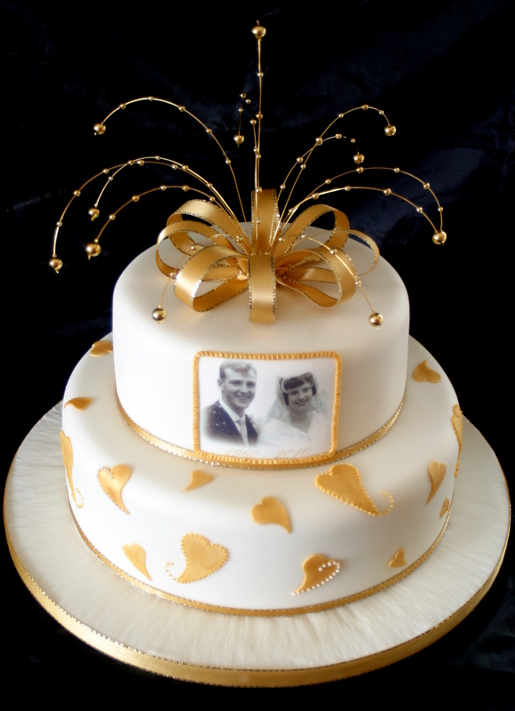 Golden Wedding Anniversary Cake Idea