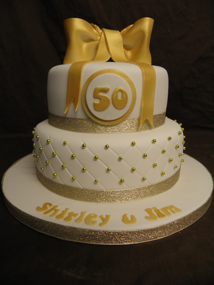 Golden Wedding Anniversary Cake