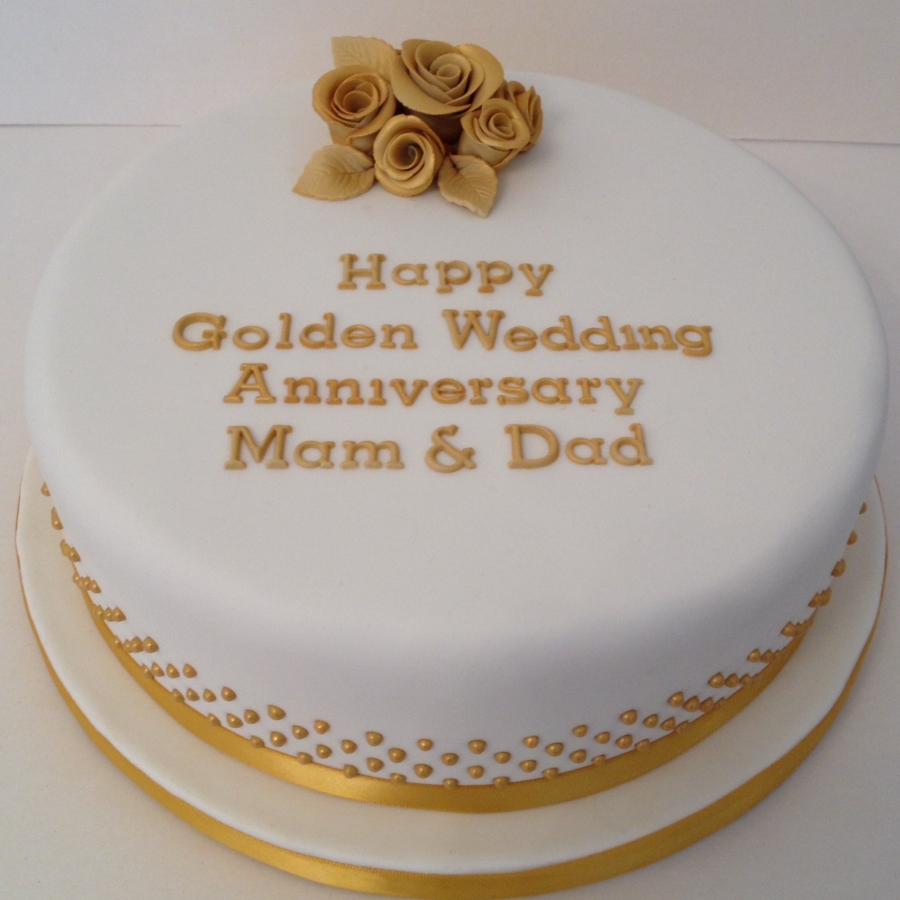 Golden Wedding Anniversary Cake