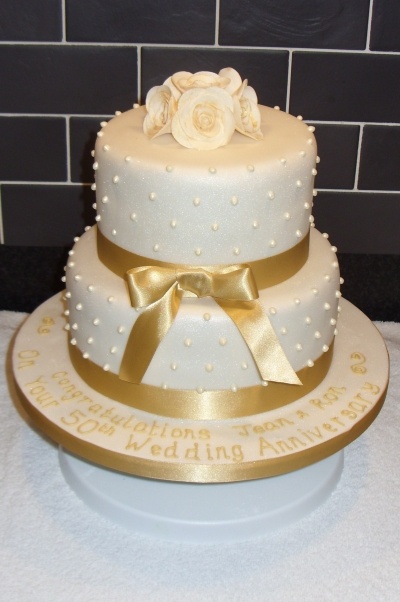 Golden Wedding Anniversary Cake