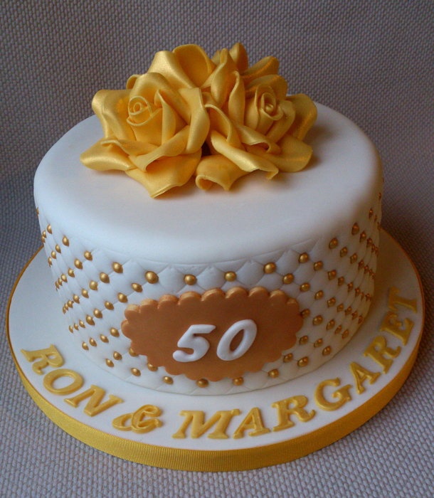 Golden Wedding Anniversary Cake