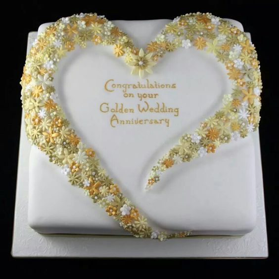 Golden Wedding Anniversary Cake