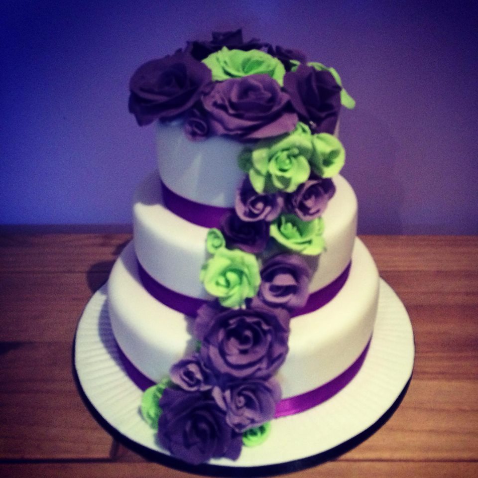 Green and Purple Wedding Cake