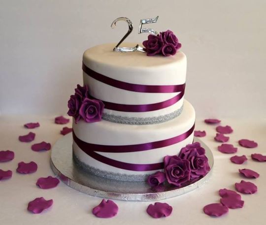 Silver Wedding Anniversary Cake