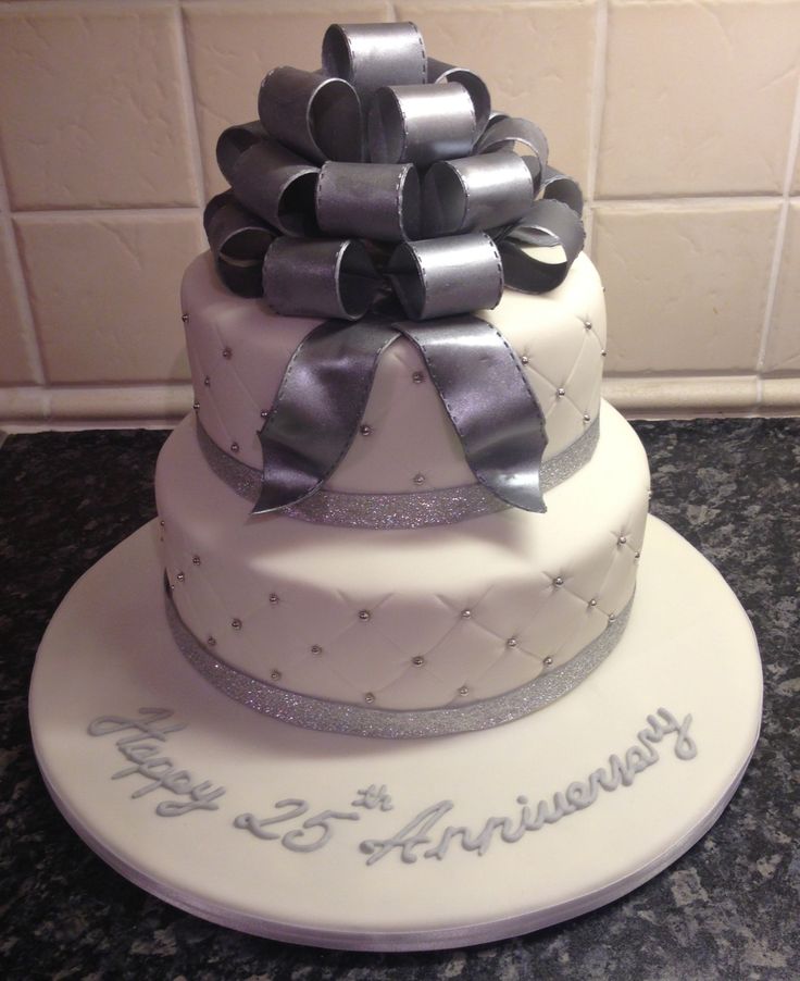 Silver Wedding Anniversary Cake