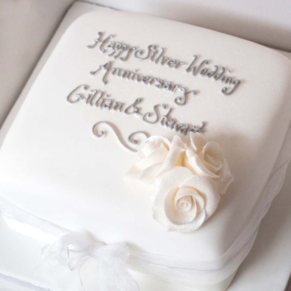 Silver Wedding Anniversary Cake