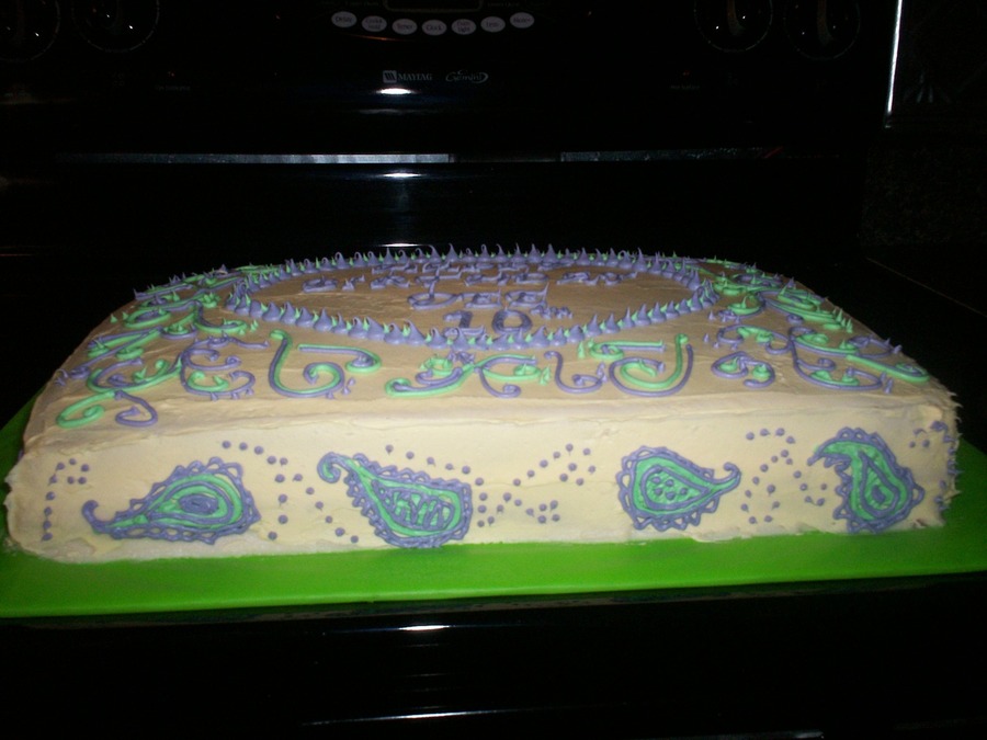 Teal and Purple Sheet Cake