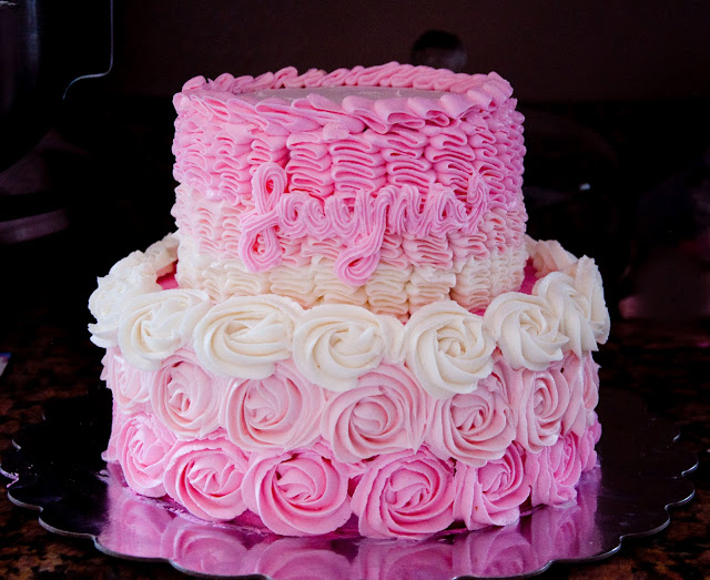 Cake with Ruffles and Rosettes