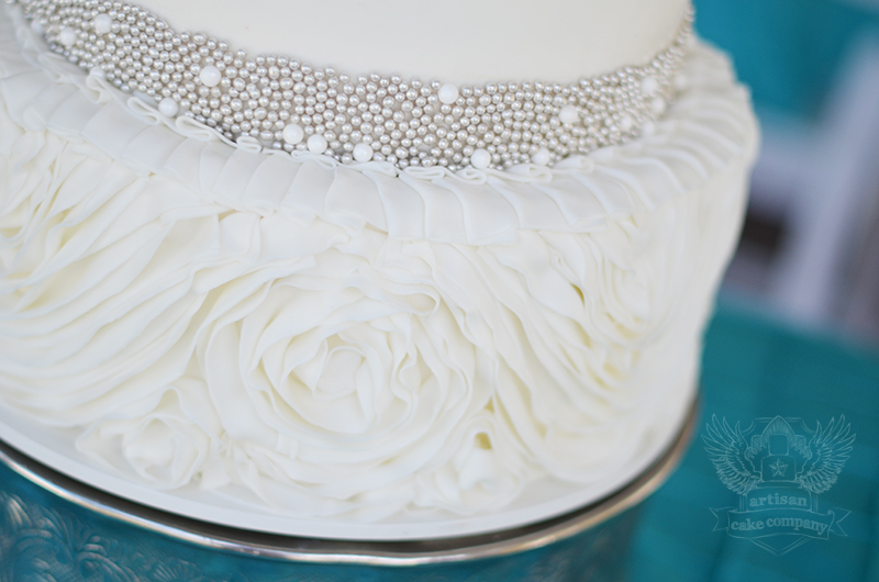 Wedding Cake with Ruffles and Rosettes