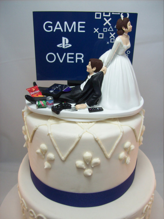 Funny Video Game Wedding Cake Topper