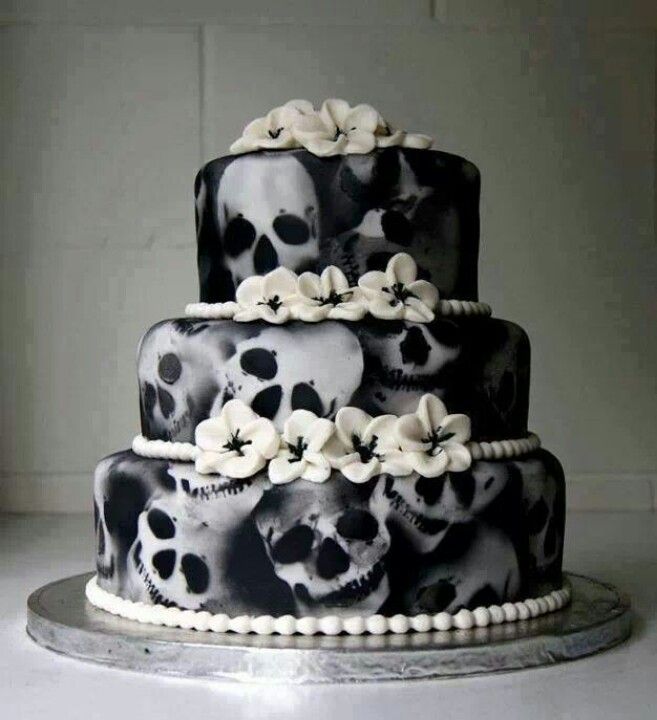 Halloween Skull Wedding Cake