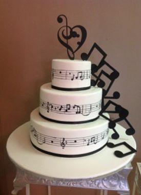 12 Cakes Black And White Musical Images Photo Music Note Themed