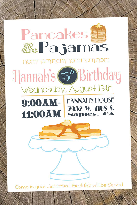 Pancakes and Pajamas Birthday Party Invitations