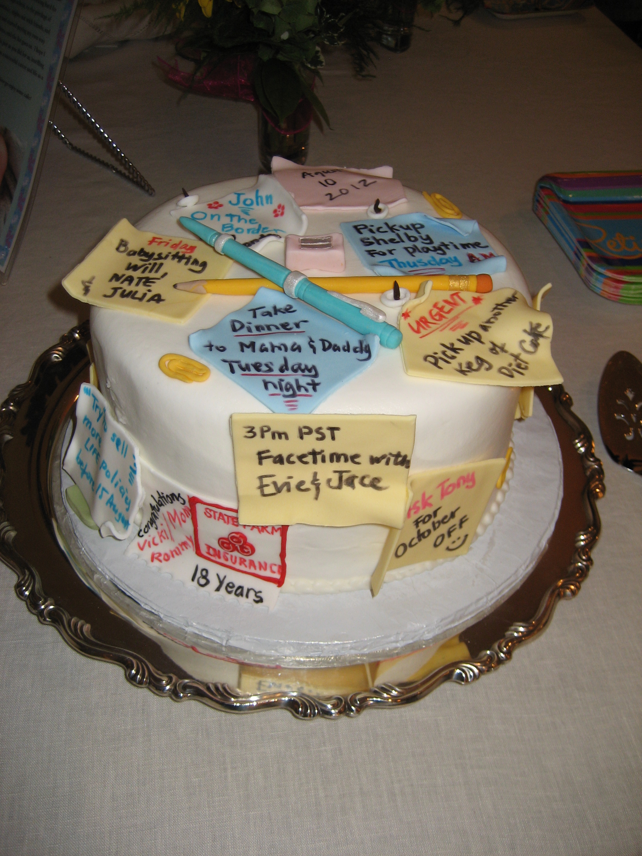 Post It Note Retirement Cake