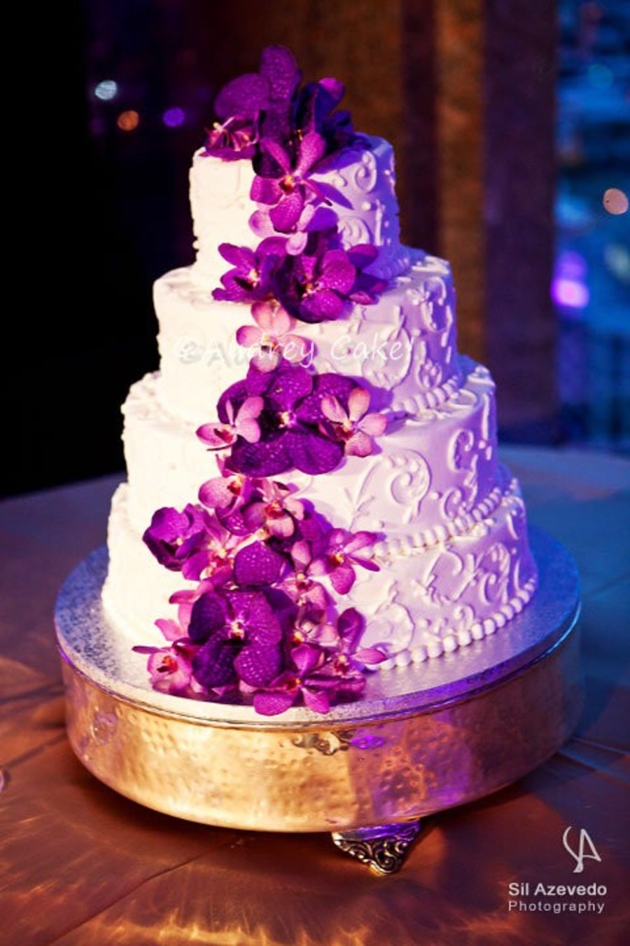 11 Cakes With Purple Orchids Photo Purple Wedding Cake With