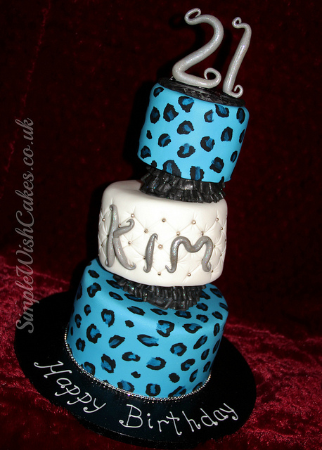 Blue Leopard Print Cake